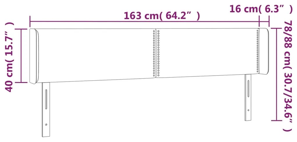 Cabeceira cama c/ luzes LED veludo 163x16x78/88 cm verde-escuro