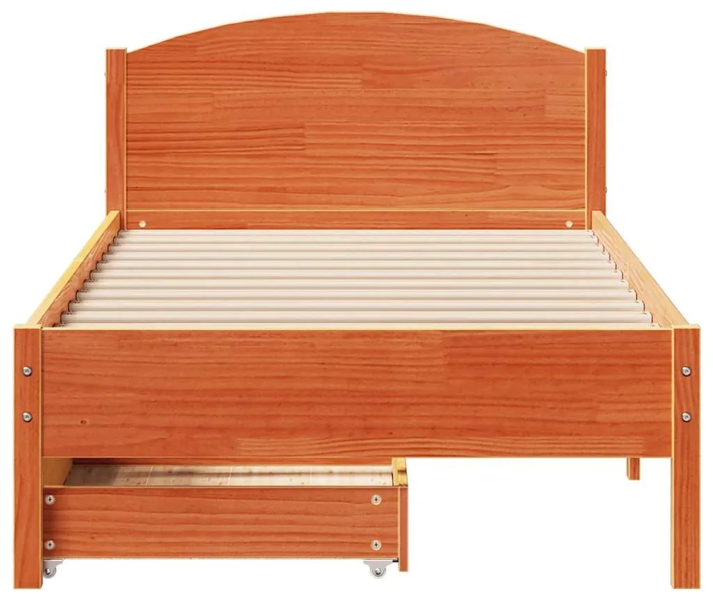 Cama sem colchão 90x190 cm madeira de pinho maciça castanho-mel
