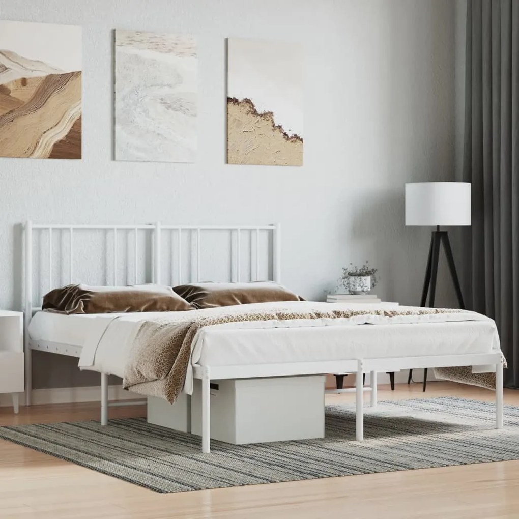 Estrutura de cama com cabeceira 120x200 cm metal branco