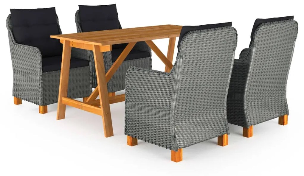 vidaXL 5 pcs conjunto de jantar para jardim cinzento-claro