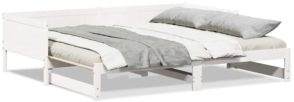 Cama de Dia com Extensão Branca 90x200 cm de Madeira de Pinho