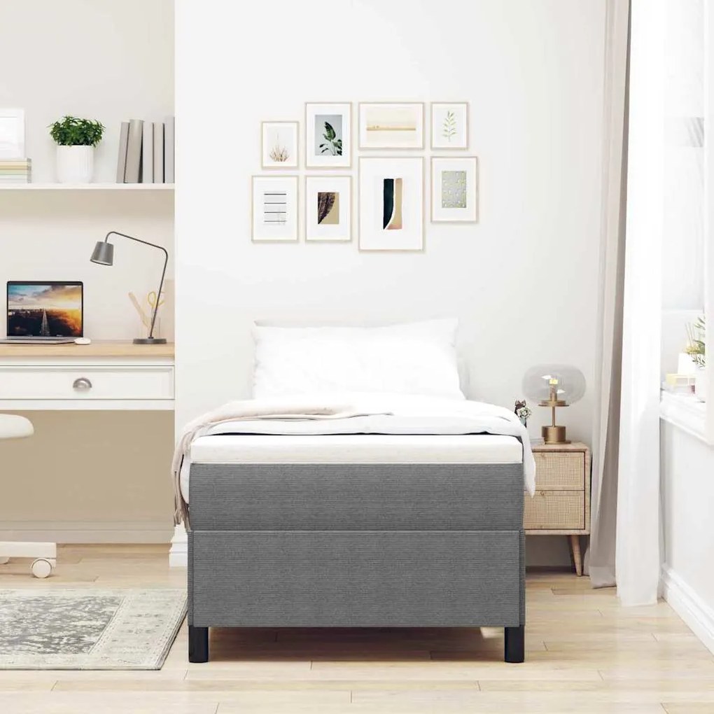 Estrutura de Cama vidaXL Cinzento-claro 90x200 cm Tecido de Corduroy