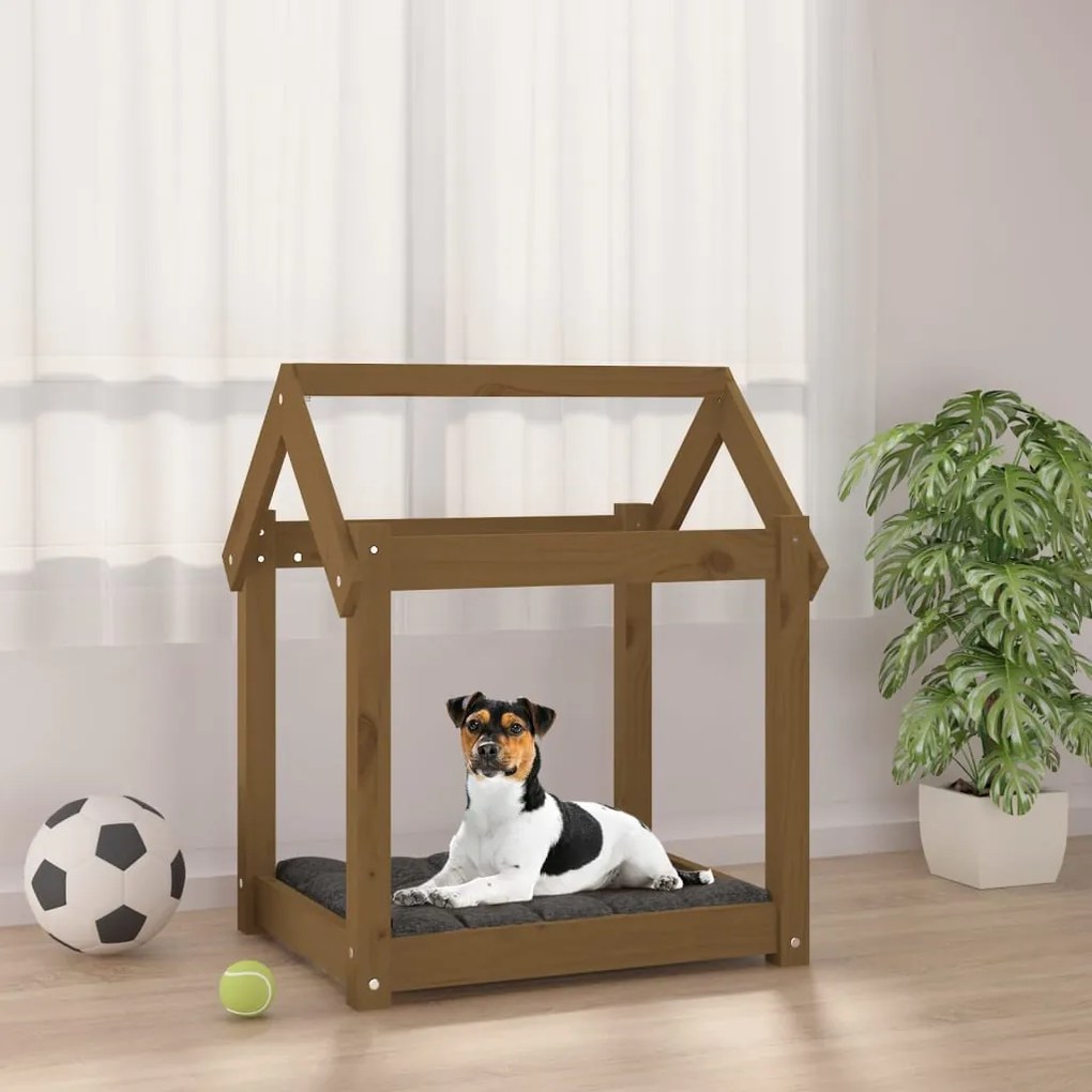 Cama para cães 61x50x70 cm pinho maciço castanho mel