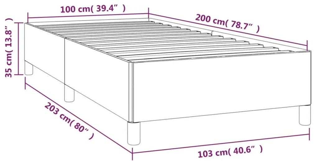 Estrutura de cama 100x200 cm veludo cinzento-escuro