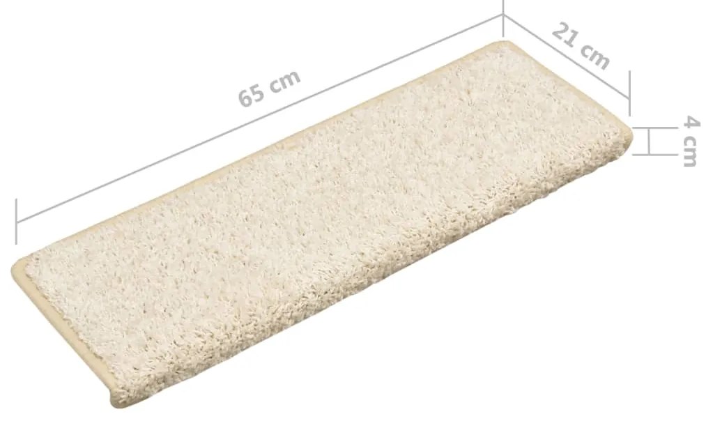 Tapete/carpete para degraus 15 pcs 65x21x4 cm branco