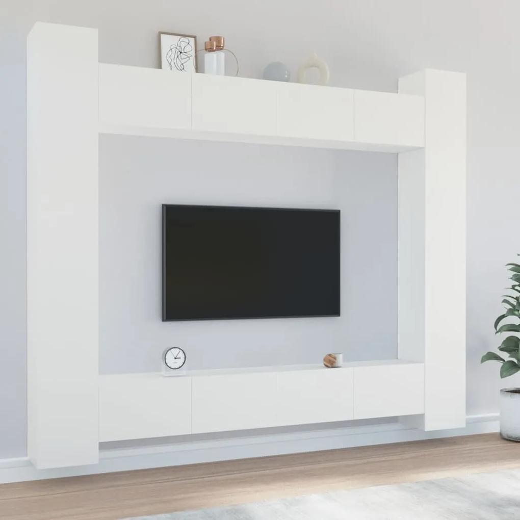 Conjunto móveis de TV 8 pcs madeira processada branco