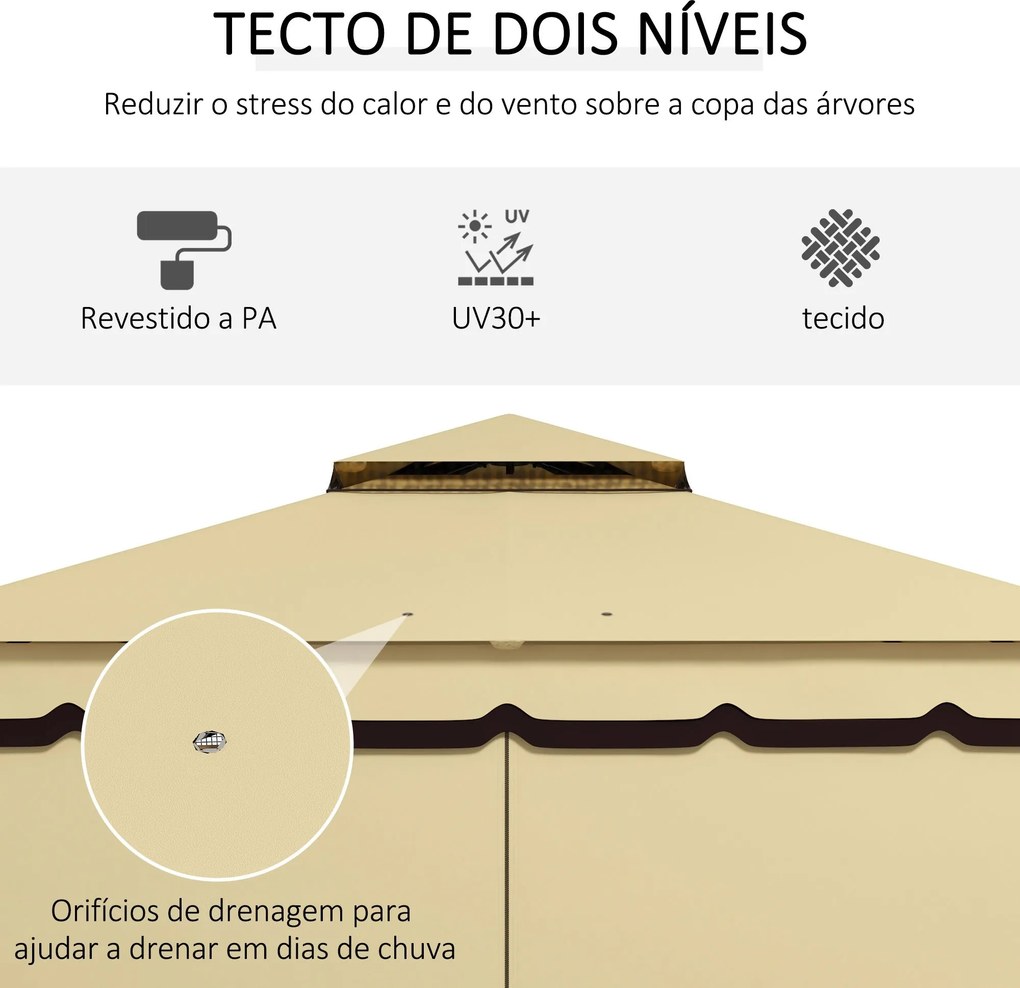 Pérgola de Jardim 370x300x275 cm Pérgola de Exterior com 4 Paredes Lat