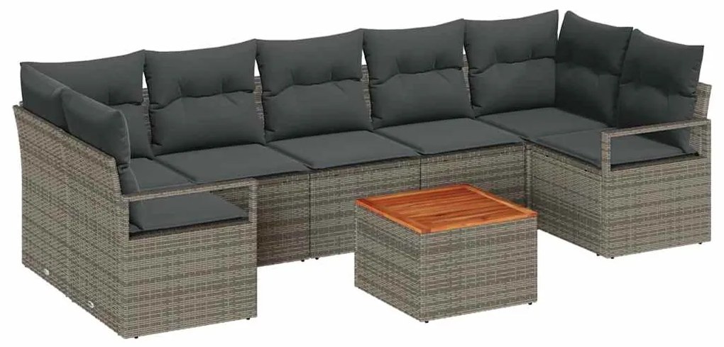 Conjunto de Sofá para Jardim Cinza 8 pcs Cinzeto Grande Vime