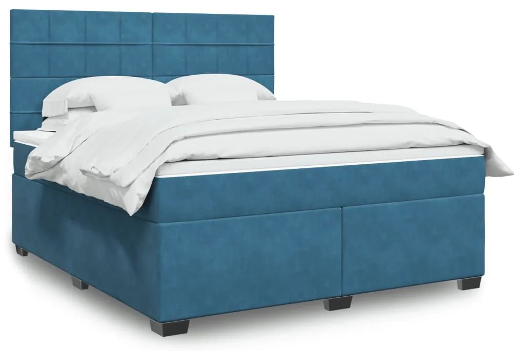 Cama com molas/colchão 180x200 cm veludo azul