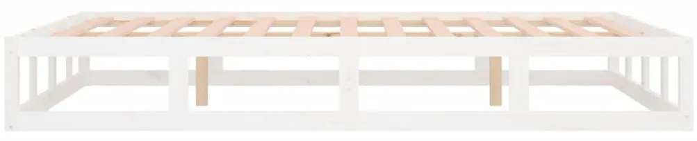 Estrutura de cama king 150x200 cm madeira maciça branco