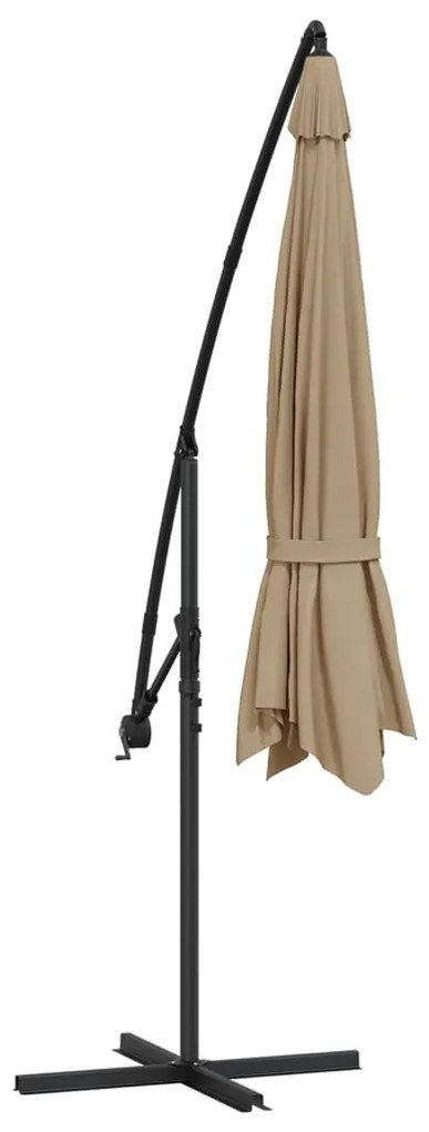Guarda-sol cantilever c/ poste alumínio 350cm cinza-acastanhado