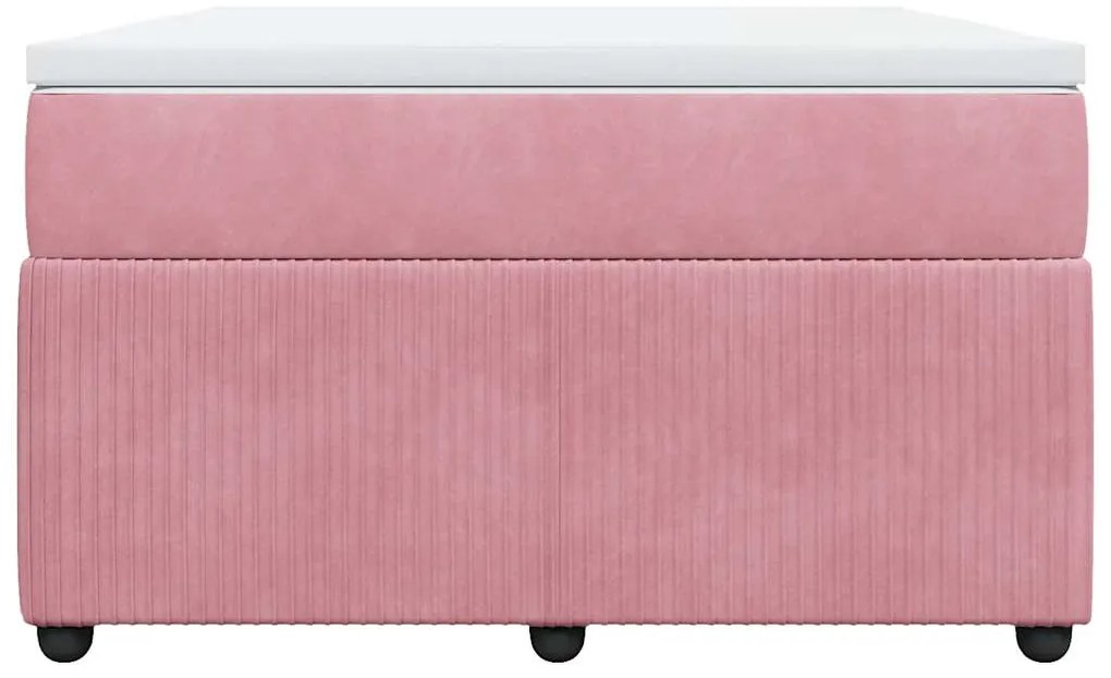 Cama boxspring com colchão 120x200 cm veludo rosa
