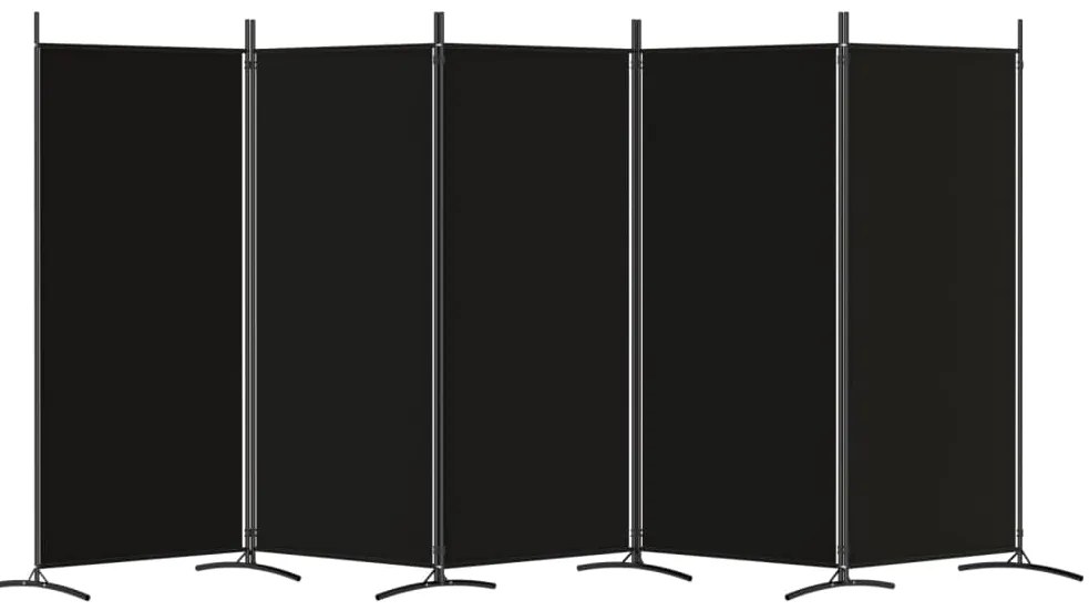 Divisória de quarto com 5 painéis 433x180 cm tecido preto