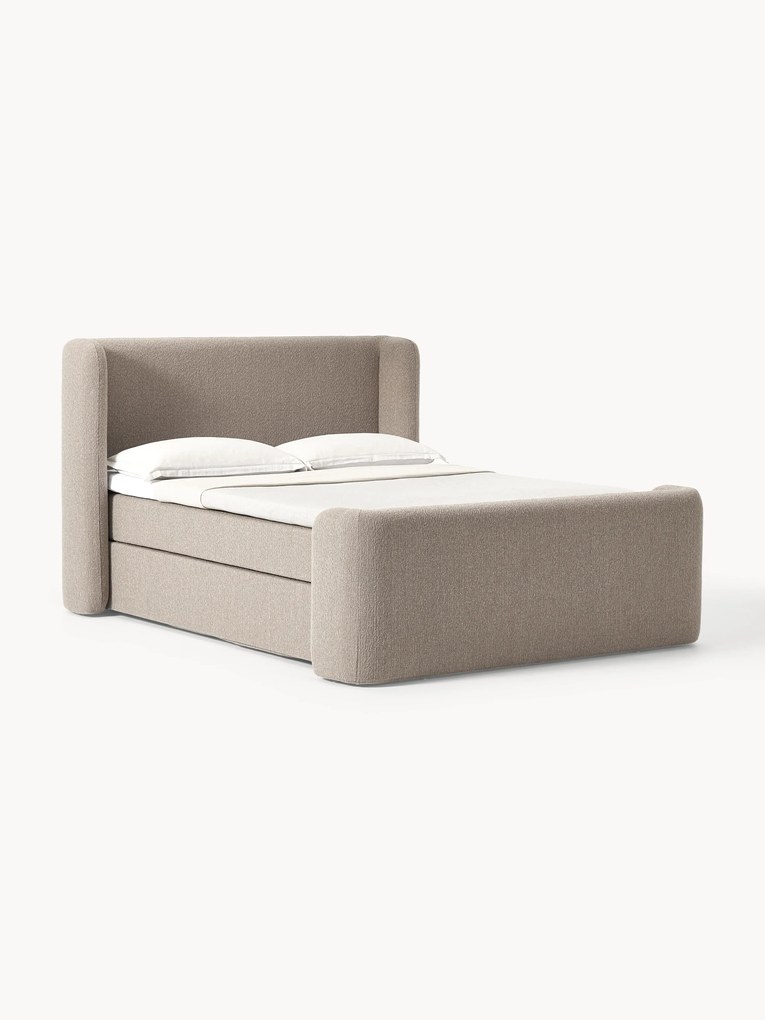 Cama Boxspring em bouclé Perla