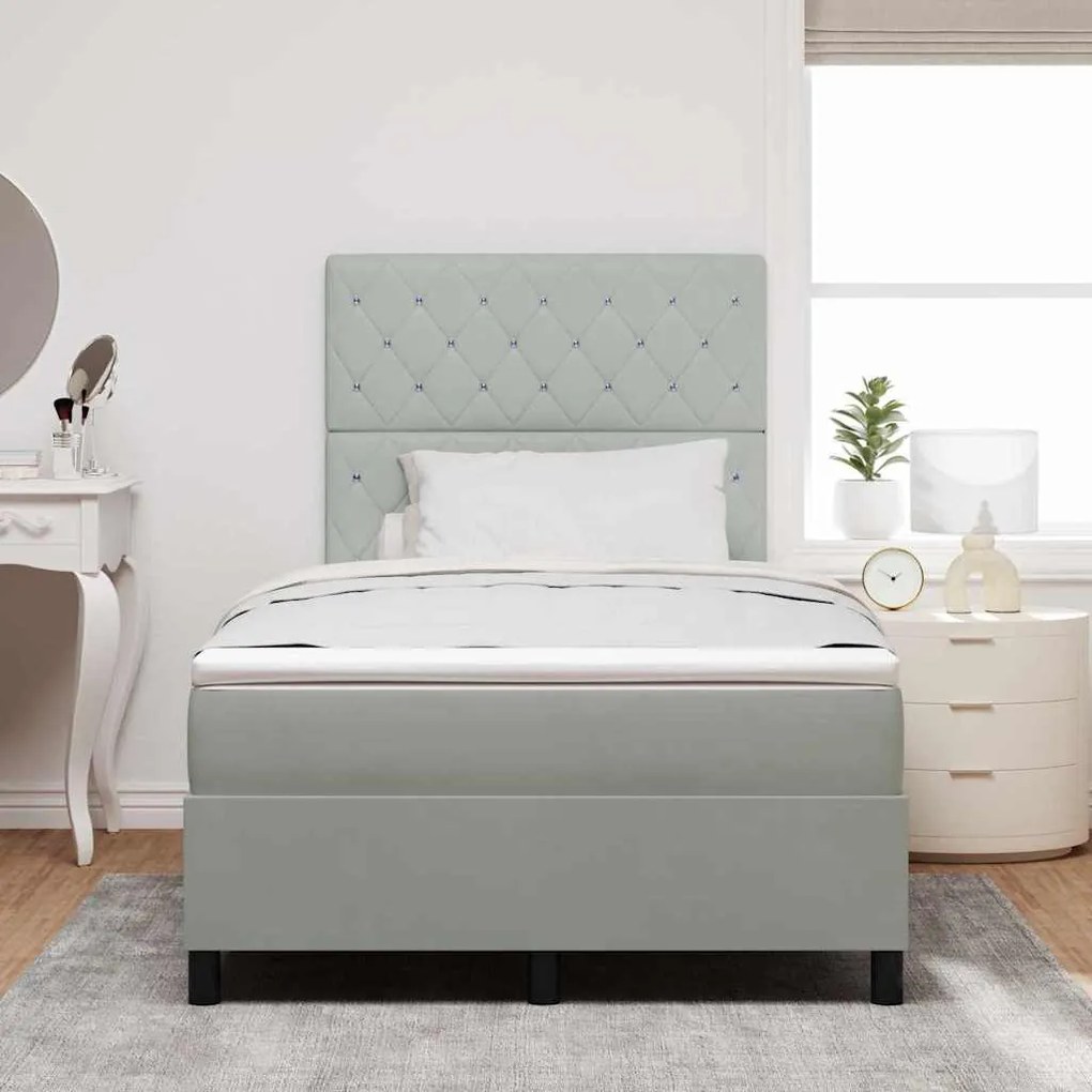 Cama Box com Colchão vidaXL Cinza Claro Pequena Dobrada Veludo
