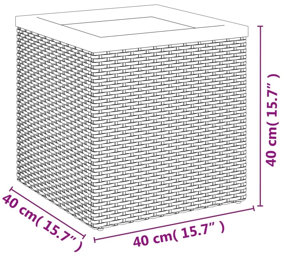 Vaso/floreira 40x40x40 cm vime PE preto