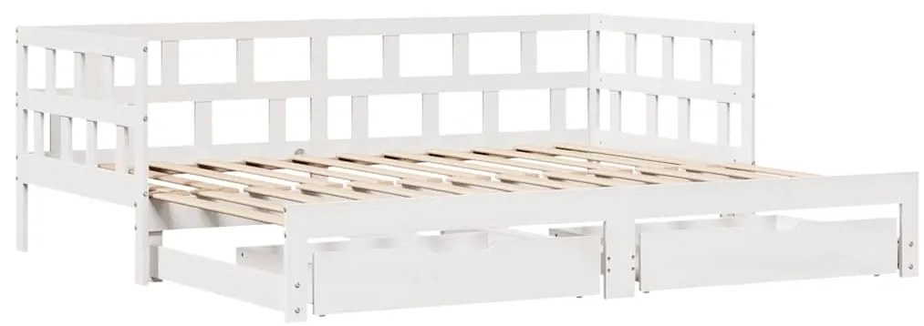 Sofá-cama com gavetão e gavetas sem colchão 80x200 cm branco