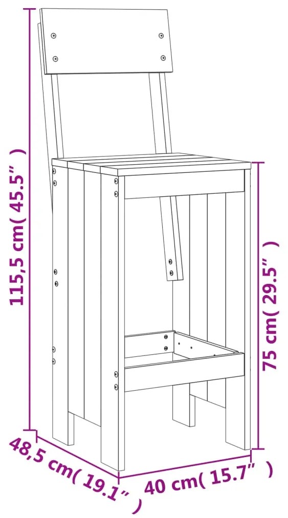 5 pcs conjunto de bar para jardim pinho maciço branco