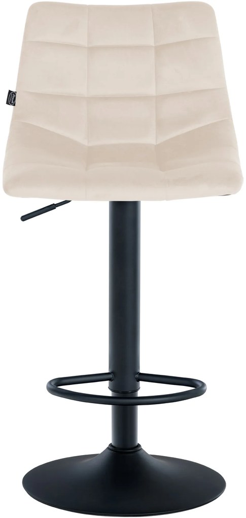 Conjunto de 2 bancos de bar Jerry em veludo com estrutura preta 87-108,5 x 43 x 46,5 cm Creme