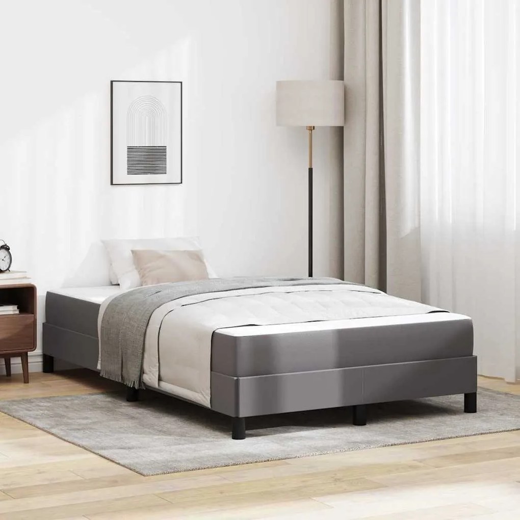 vidaXL Cama Outros Cinzeto 120 x 200 cm Couro sintético