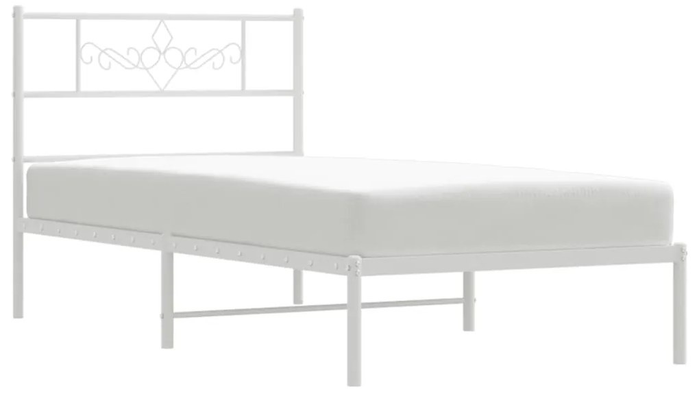 Estrutura de cama com cabeceira 80x200 cm metal branco