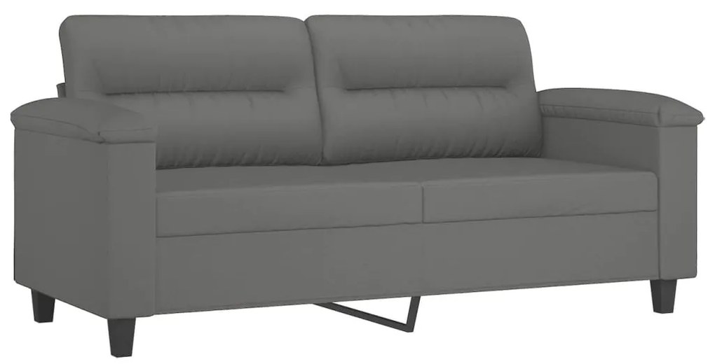 2 pcs conjunto sofás c/ almofadas microfibra cinza-escuro