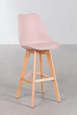Banco Alto Nórdico Com Almofada De Couro Sintético Cor-de-rosa Avelã & ↑75 Cm - Sklum