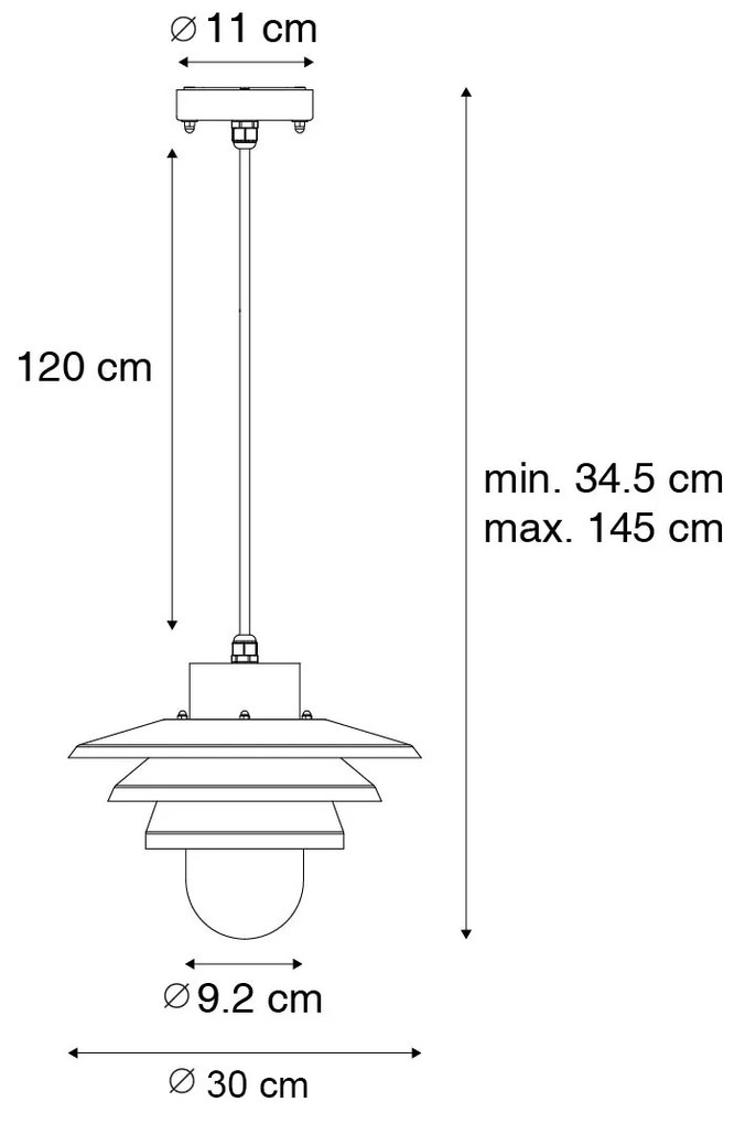 Candeeiro de pendente de exterior design preto IP44 - Morty Design