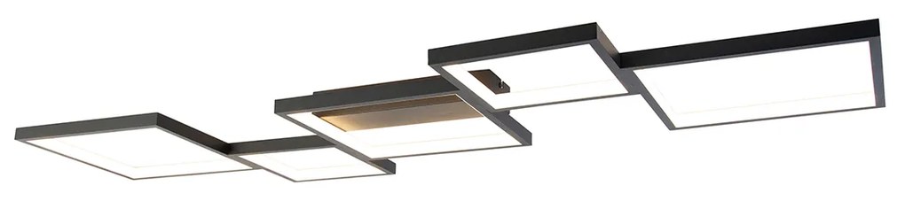 Candeeiro de teto preto com LED regulável em 3 níveis 5 luzes - Lejo Design