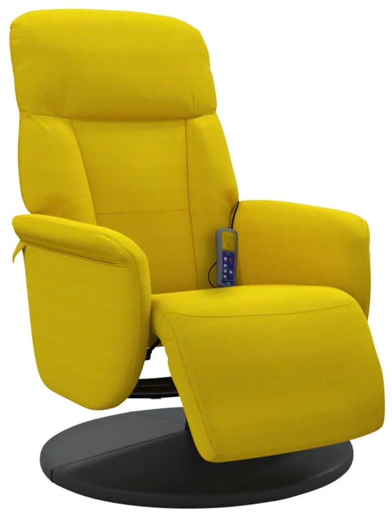 Cadeirão de massagens reclinável c/ apoio de pés veludo amarelo