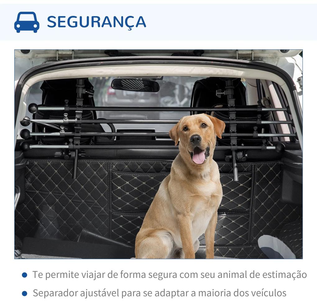 Grade de Segurança de Carro para Cães Ajustável em Largura e Altura 85-140x40x50cm Grade Separadora para Porta Malas de Carro Universal Metal Preto