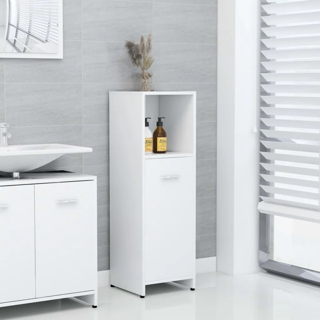 802588 vidaXL Armário de casa de banho 30x30x95 cm contraplacado branco