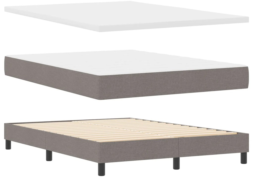Cama Box Spring com Colchão Taupe 140x200 cm Tecido