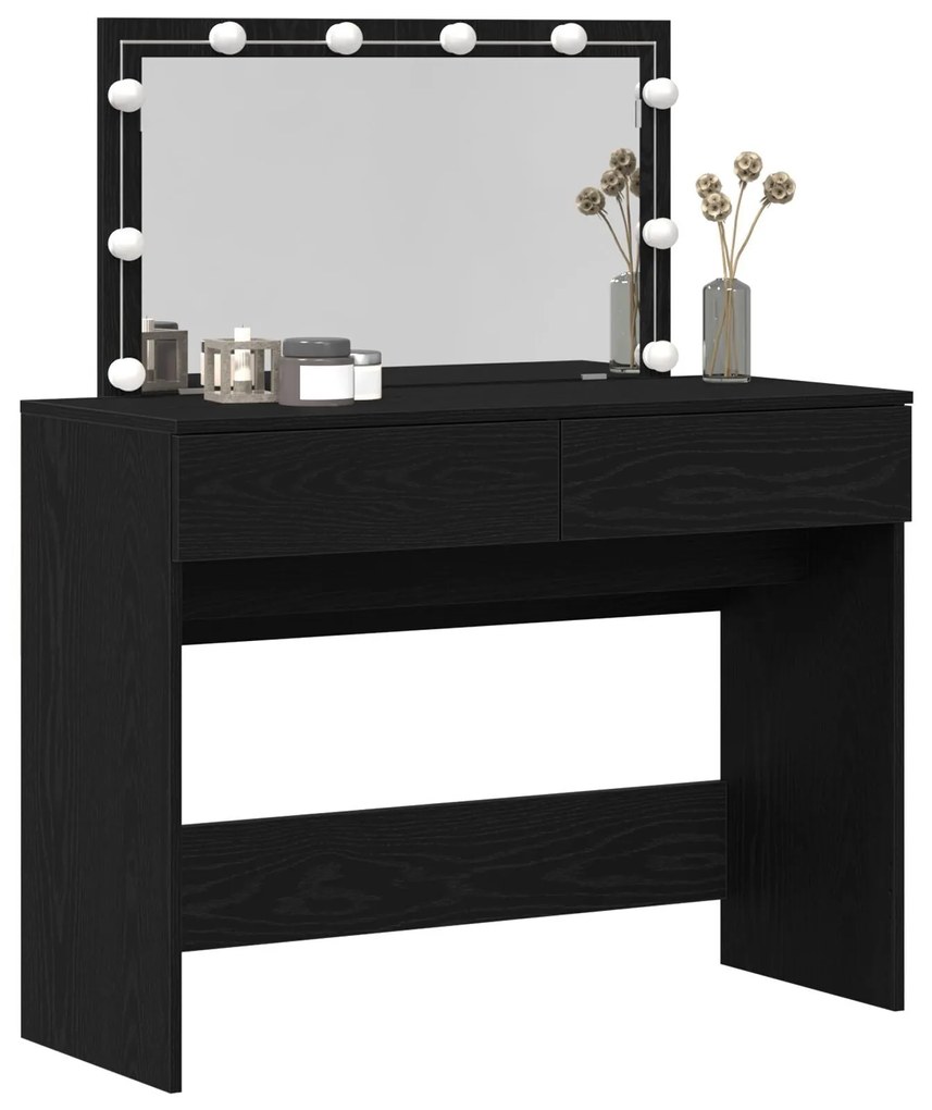 Toucador com LED Carvalho Preto 100x40x120 cm