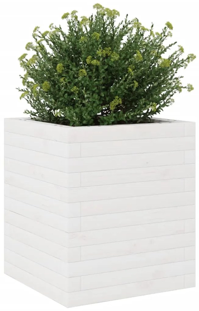 Vaso/floreira de jardim 40x40x46 cm madeira pinho maciça branco