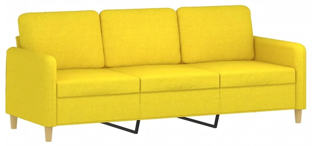 4 pcs conjunto de sofás com almofadões tecido amarelo-claro