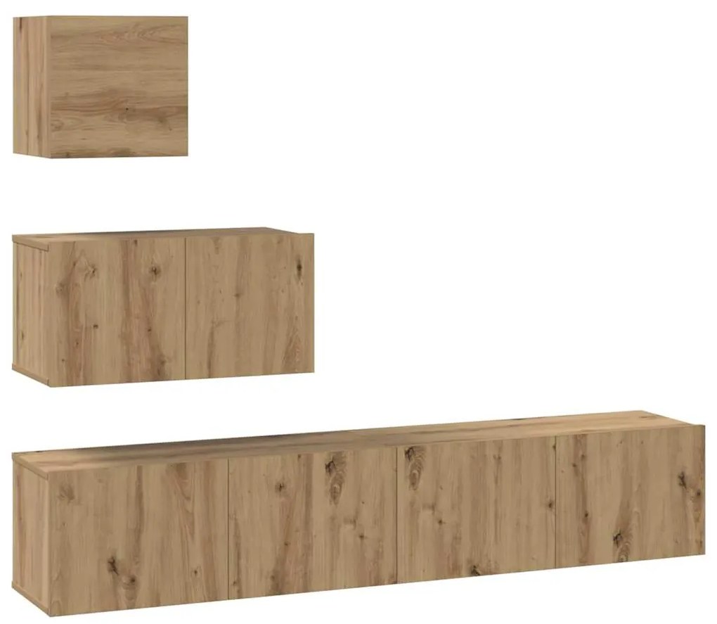 Conjunto de móvel de TV 4 pcs carvalho artisiano