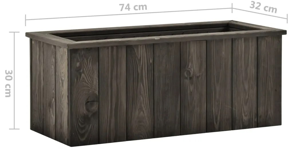 Canteiro elevado 74x32x30 cm pinho maciço cinzento-escuro