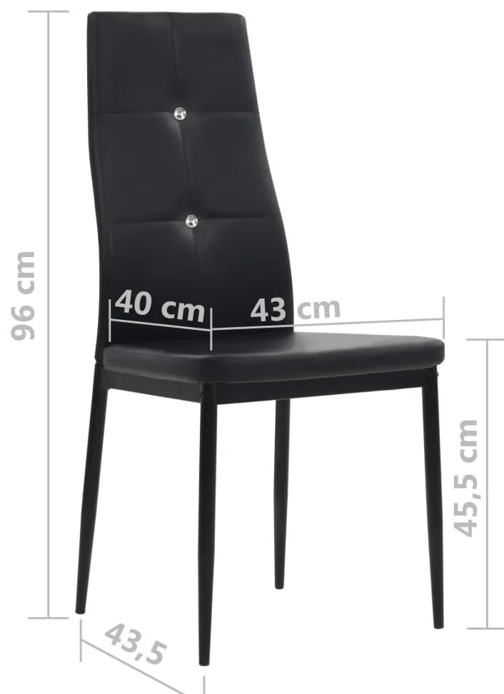 Cadeiras de jantar 4 pcs couro artificial preto