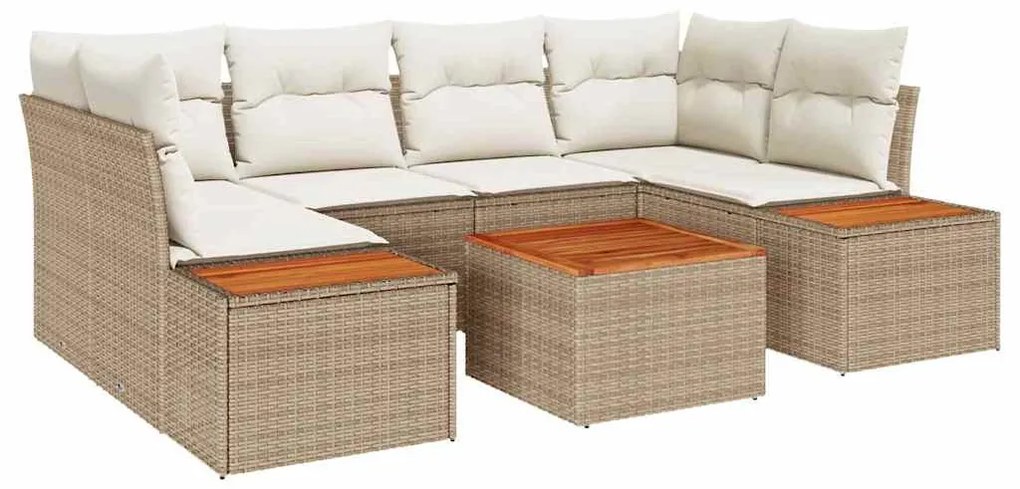 Conjunto de Sofá de Jardim vidaXL com 6 Peças com Almofadas Bege Vime