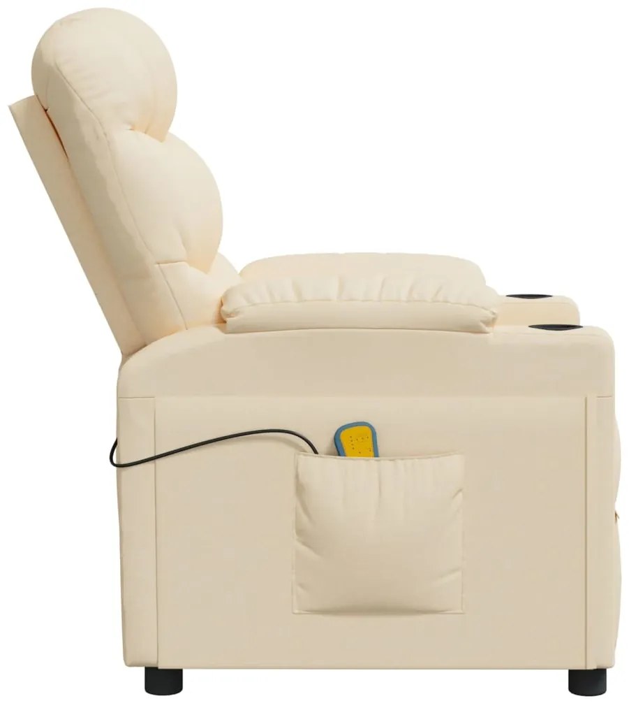 Poltrona elevatória de massagens elétrica tecido creme