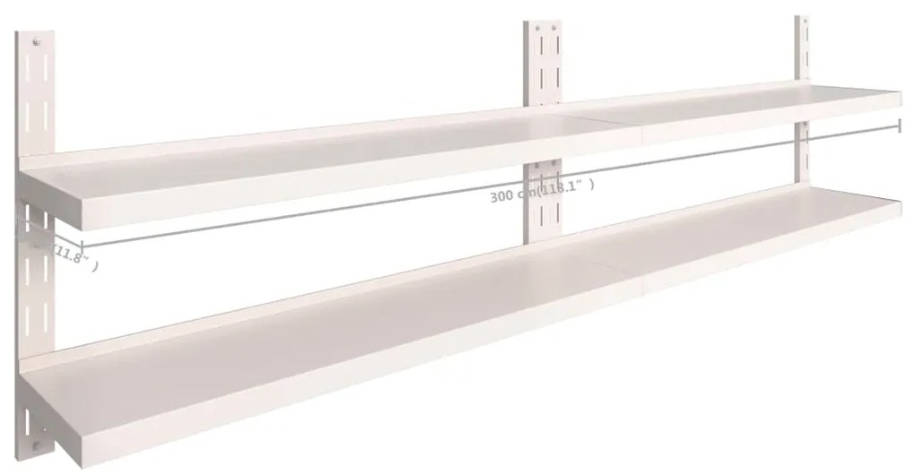 Prateleiras de parede suspensas 2 pcs 300x30 cm aço inoxidável