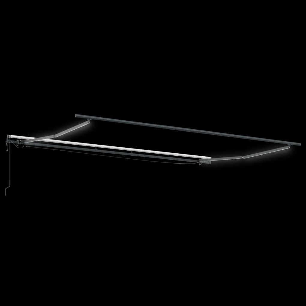Toldo Retrátil Automático com LED Branco 500x300 cm, Tecido de Substit