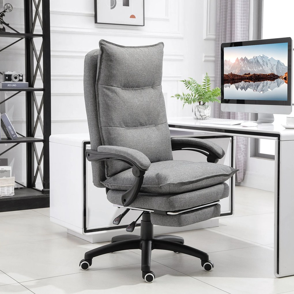Cadeira de escritório ergonómica com função de massagem, com encosto reclinável, altura ajustável, apoio para os pés integrado, comando com fio, rotaç