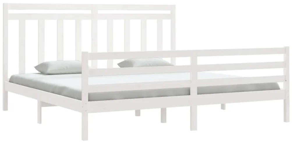 Estrutura de cama 200x200 cm madeira maciça branco