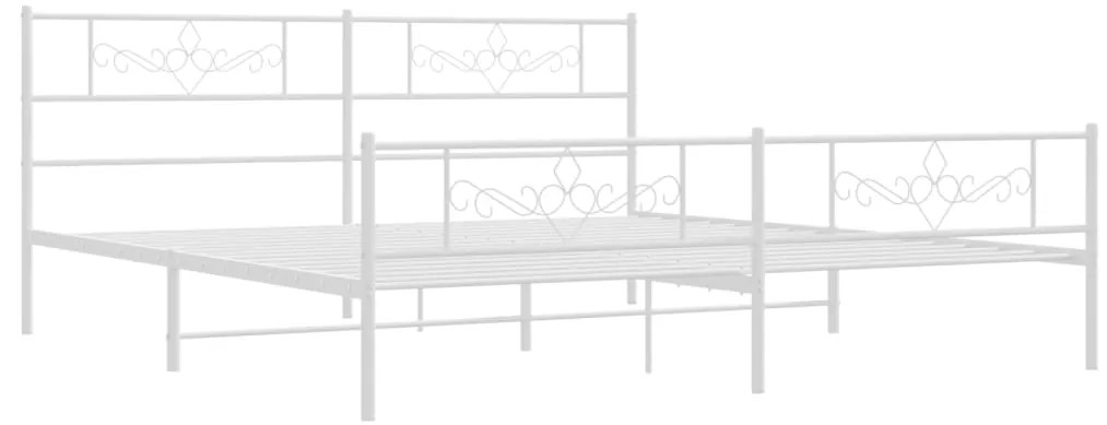 Estrutura de cama com cabeceira e pés 200x200 cm metal branco