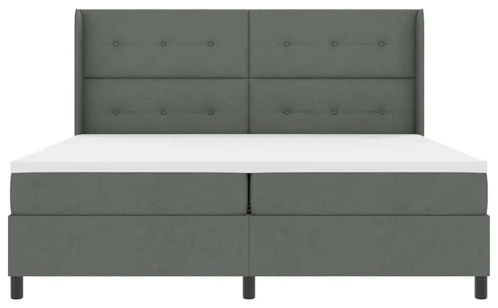 Cama Box com Colchão e LED Cinza Escuro 200x200 cm, Tecido.