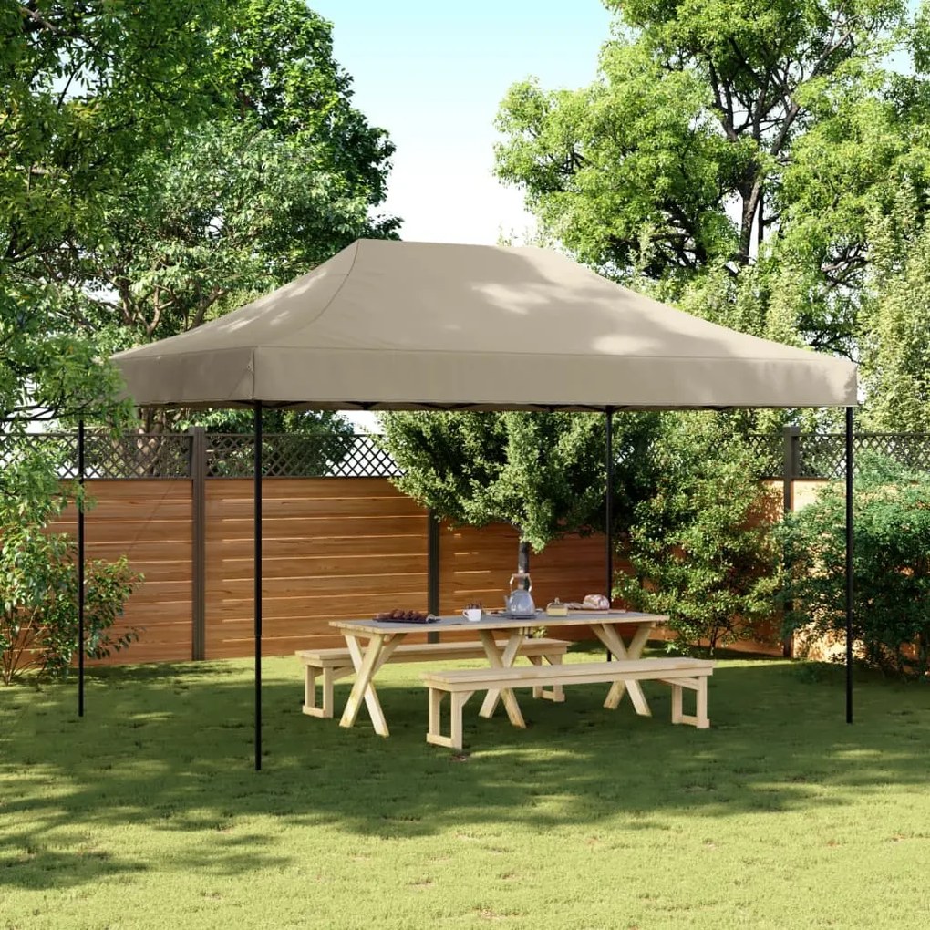 Tenda p/ festas pop-up dobrável 440x292x315cm cinza-acastanhado