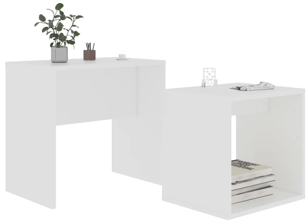 Conjunto mesas de centro derivados de madeira branco