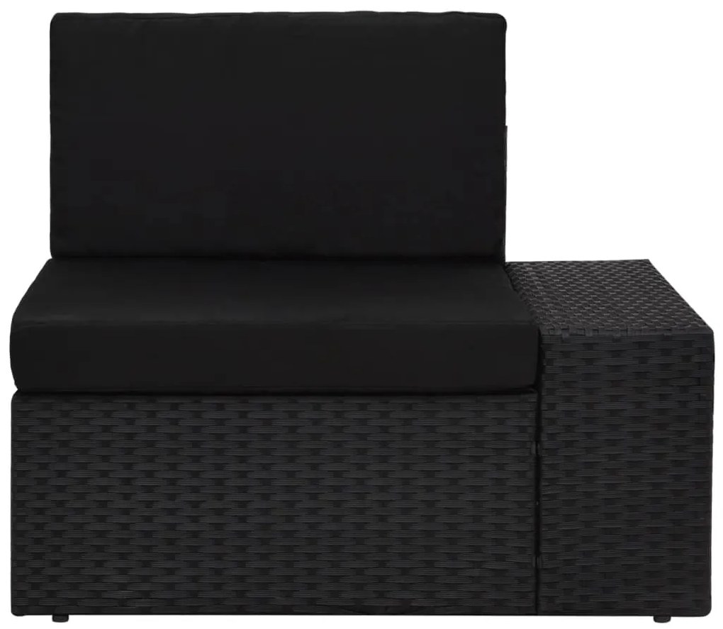 9 pcs conjunto lounge de jardim c/ almofadões vime PE preto
